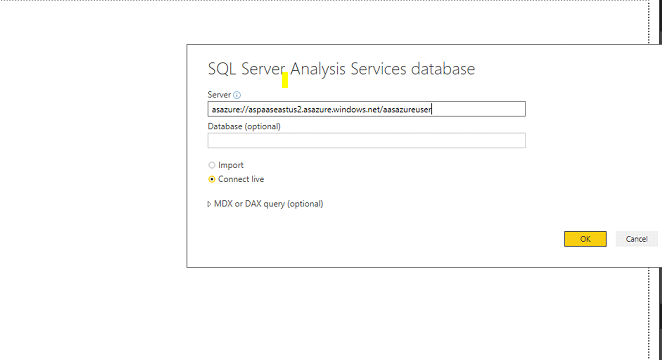 Data Modeling in Azure - DAX Query AAS Server name
